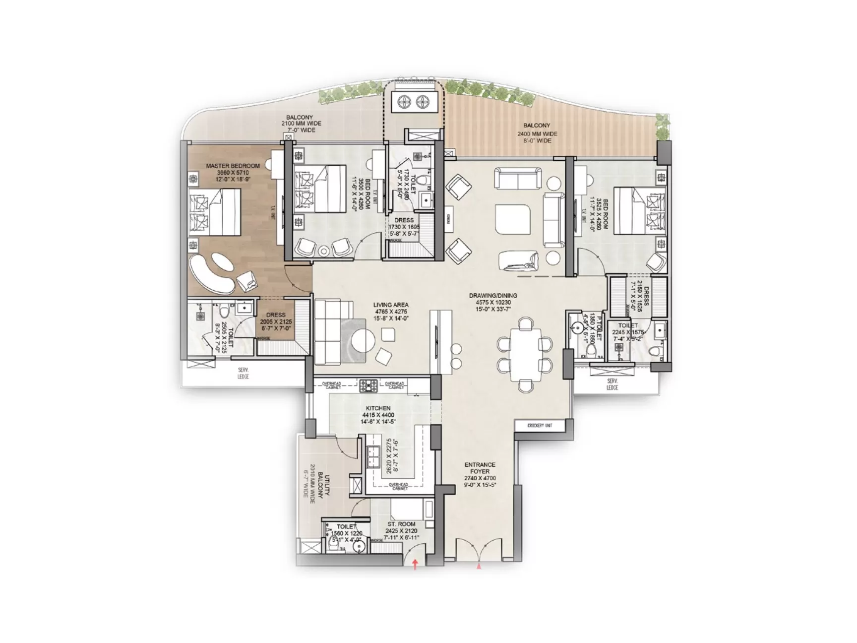 Great Value Ekanam 3 BHK floor plan 3525 sq ft Sector 107 Noida