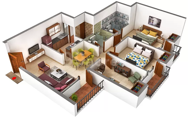 3C Lotus Panache 2 BHK floor plan 1436 sq.ft Sector 110 Noida near Noida Expressway