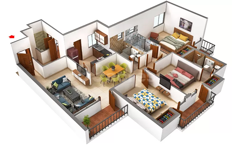 3C Lotus Panache 3 BHK floor plan 1719 sq.ft Sector 110 Noida near Noida Expressway