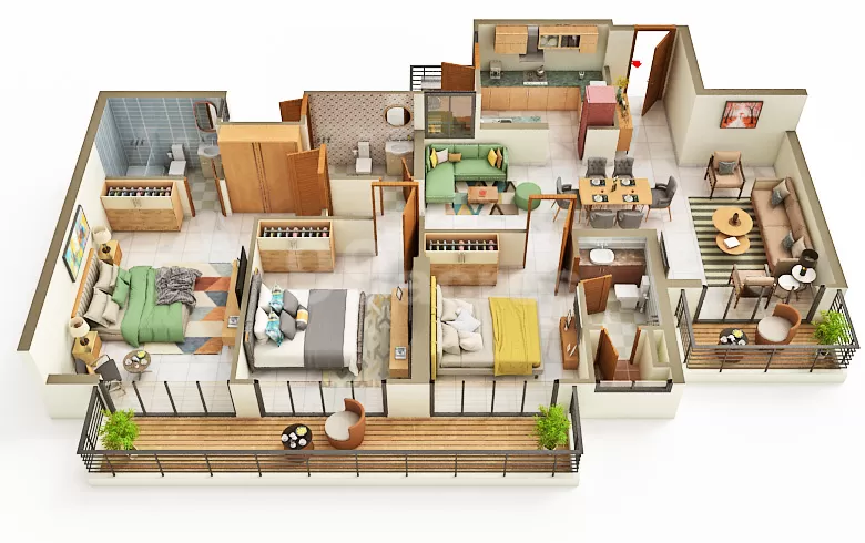 3 BHK 1810 sq ft floor plan Prateek Grand Begonia Siddharth Vihar Ghaziabad