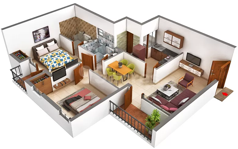 3C Lotus Panache 2 BHK floor plan 1220 sq.ft Sector 110 Noida near Noida Expressway