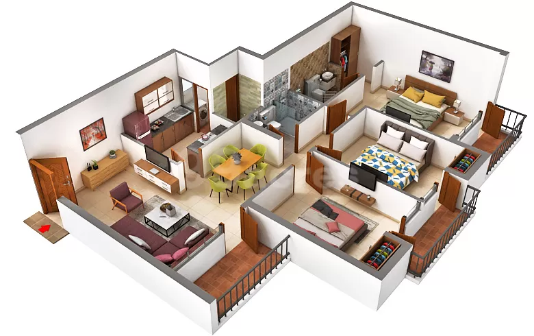 3C Lotus Panache 3 BHK floor plan 1528 sq.ft Sector 110 Noida near Noida Expressway