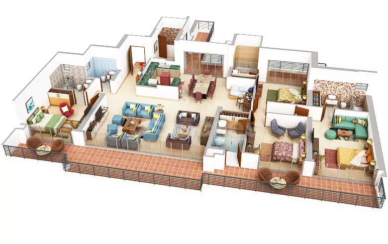 4 BHK floor plan of M3M The Cullinan Sector 94 Noida showing spacious layout and balconies