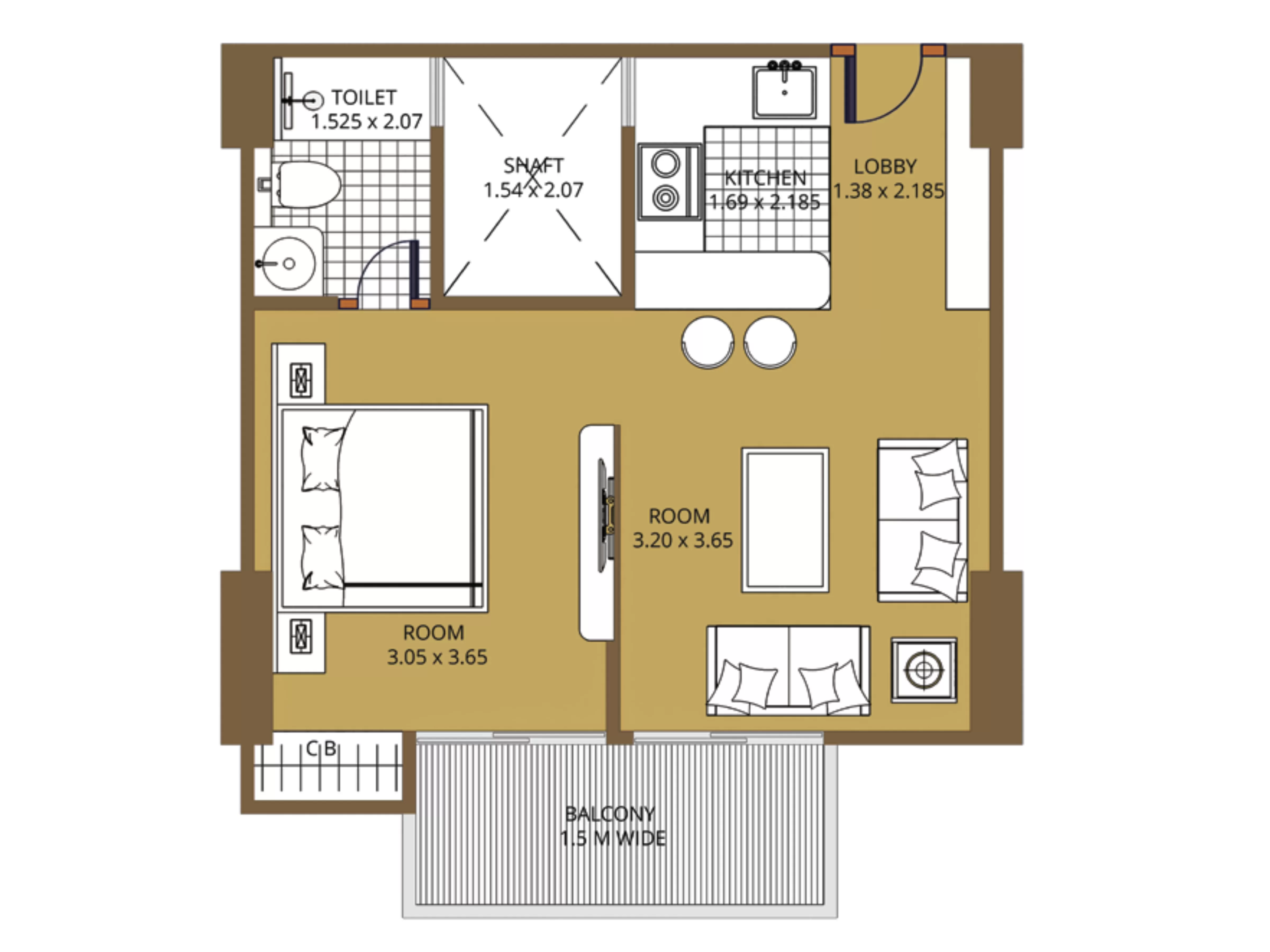 studio apartment floor plan Purvanchal Sunbliss Sector 22D Yamuna Expressway Greater Noida